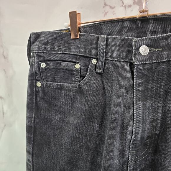 Levis Jeans Mens 33 X 32 505 Black Denim Rigid Cotton Straight - Picture 2 of 10